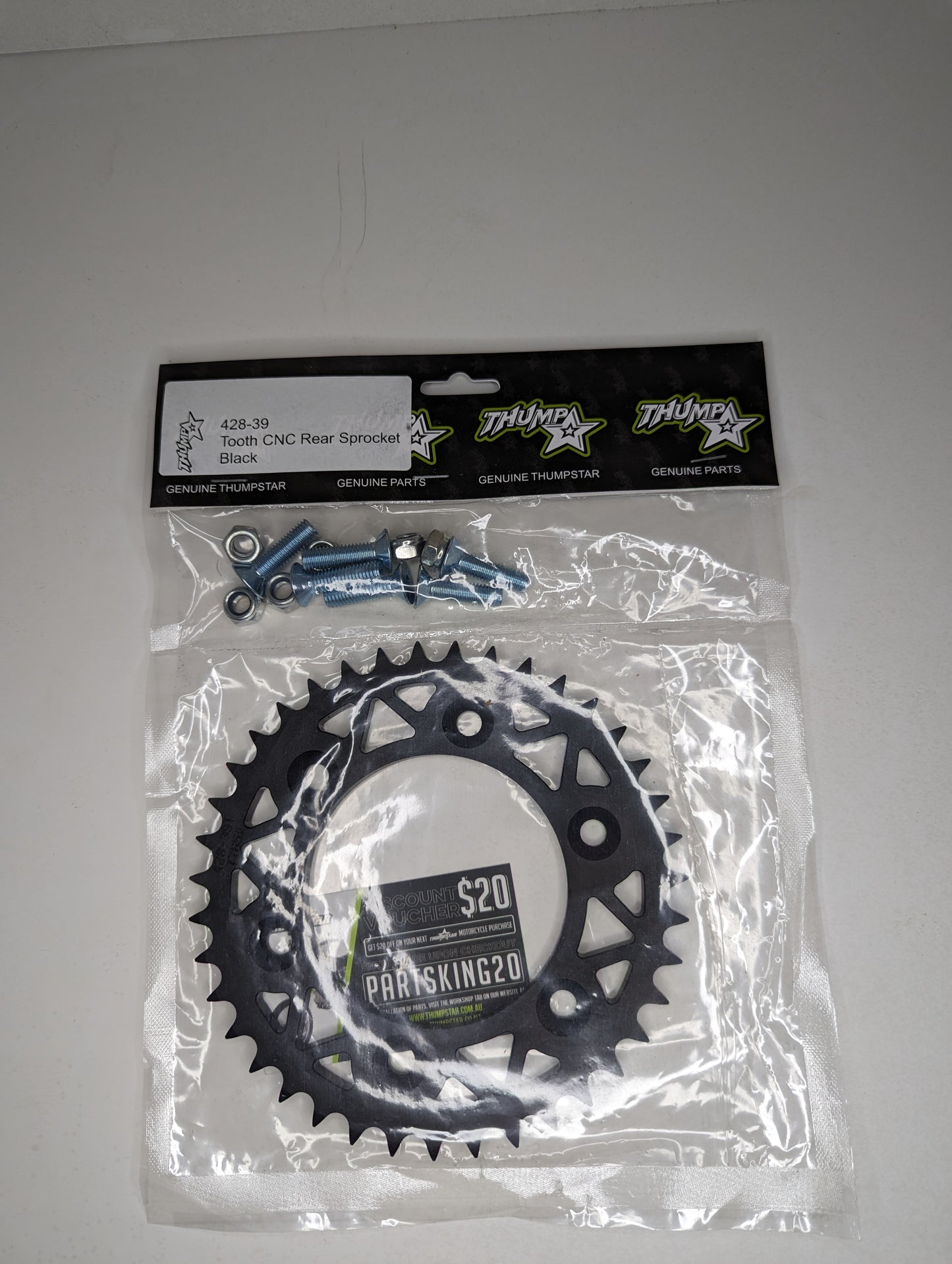 Aftermarket 39T CNC rear sprocket V5 – precision-machined for motocross and off-road bikes