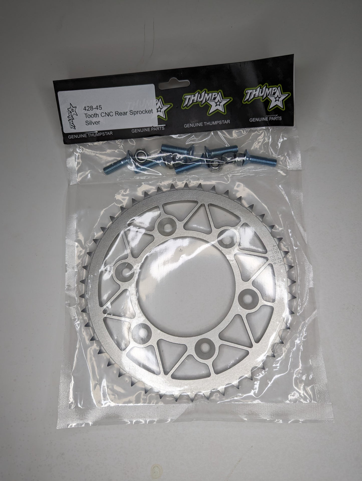 45T CNC rear sprocket V5 – precision-machined aftermarket pit bike and motocross drivetrain component