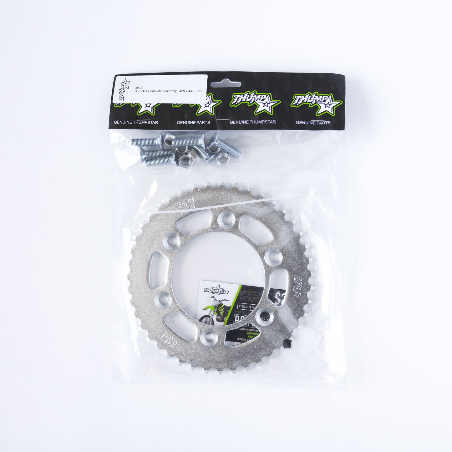 Thumpstar TS-3838 Sprocket Complete Assembly 428 x 43T V5 for dirt bikes and off-road motorcycles