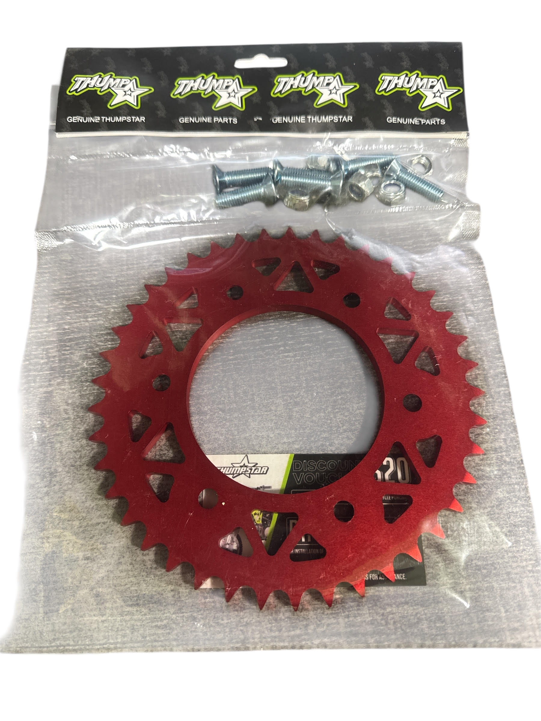 TS-7766R red CNC rear sprocket, 41 tooth, designed for V5 model motorcycles