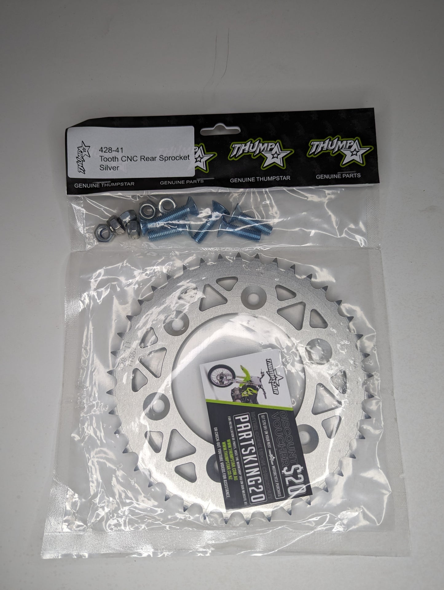 41T CNC rear sprocket V5 – precision-machined aftermarket pit bike and motocross drivetrain component