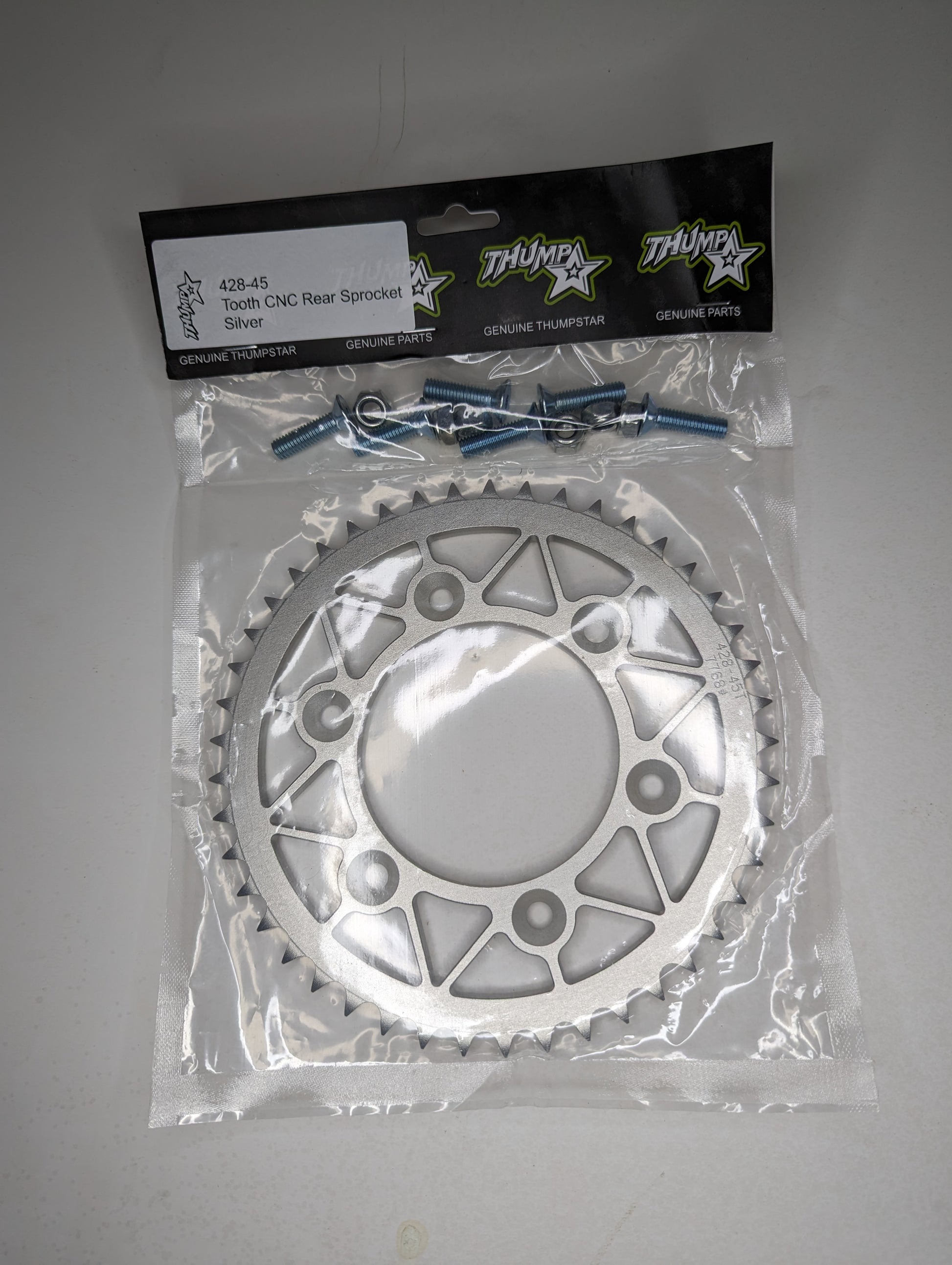 45T CNC rear sprocket V5 – precision-machined aftermarket pit bike and motocross drivetrain component