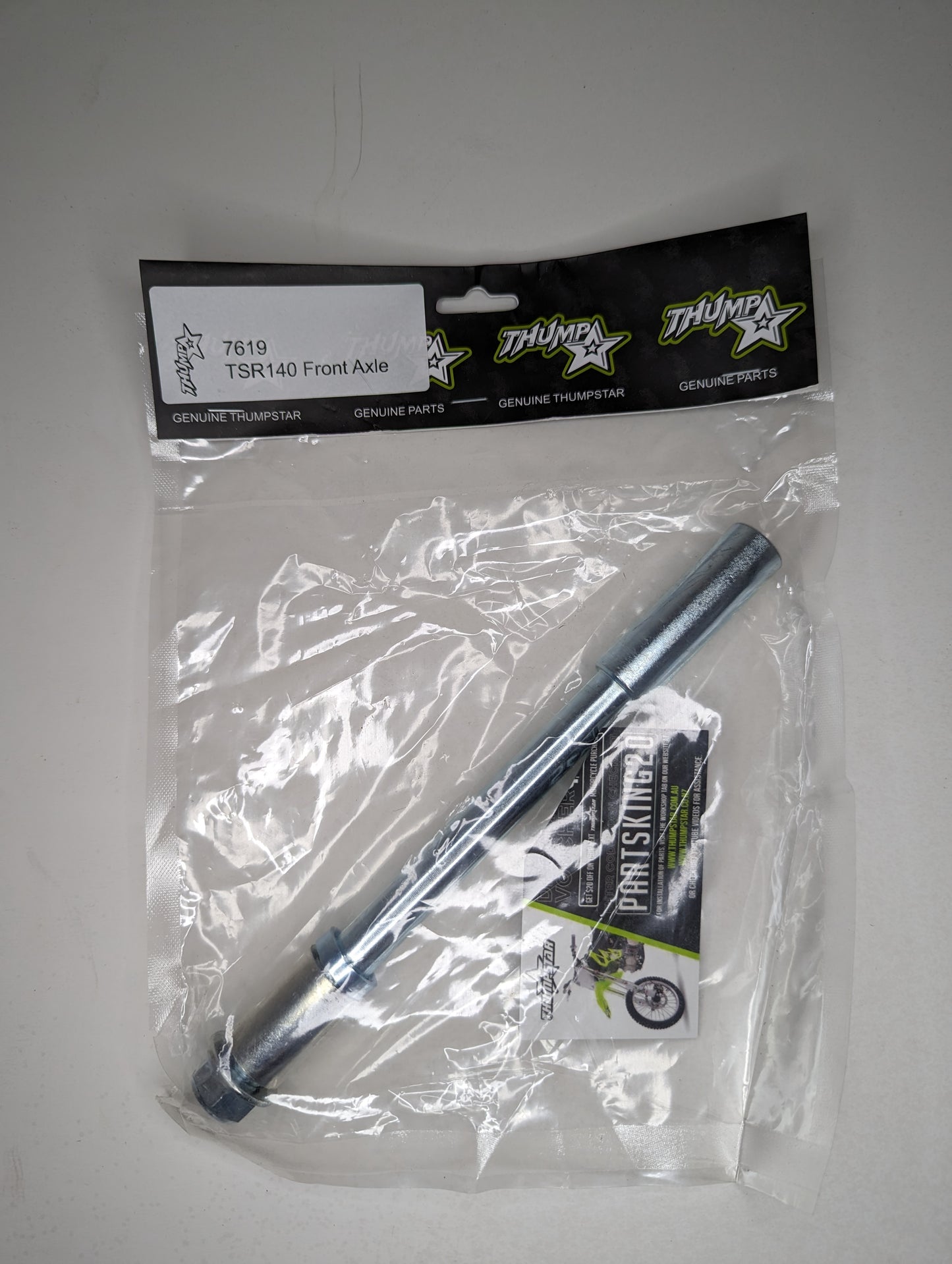 Front axle TS-7619 – durable aftermarket replacement for pit bikes and motocross bikes