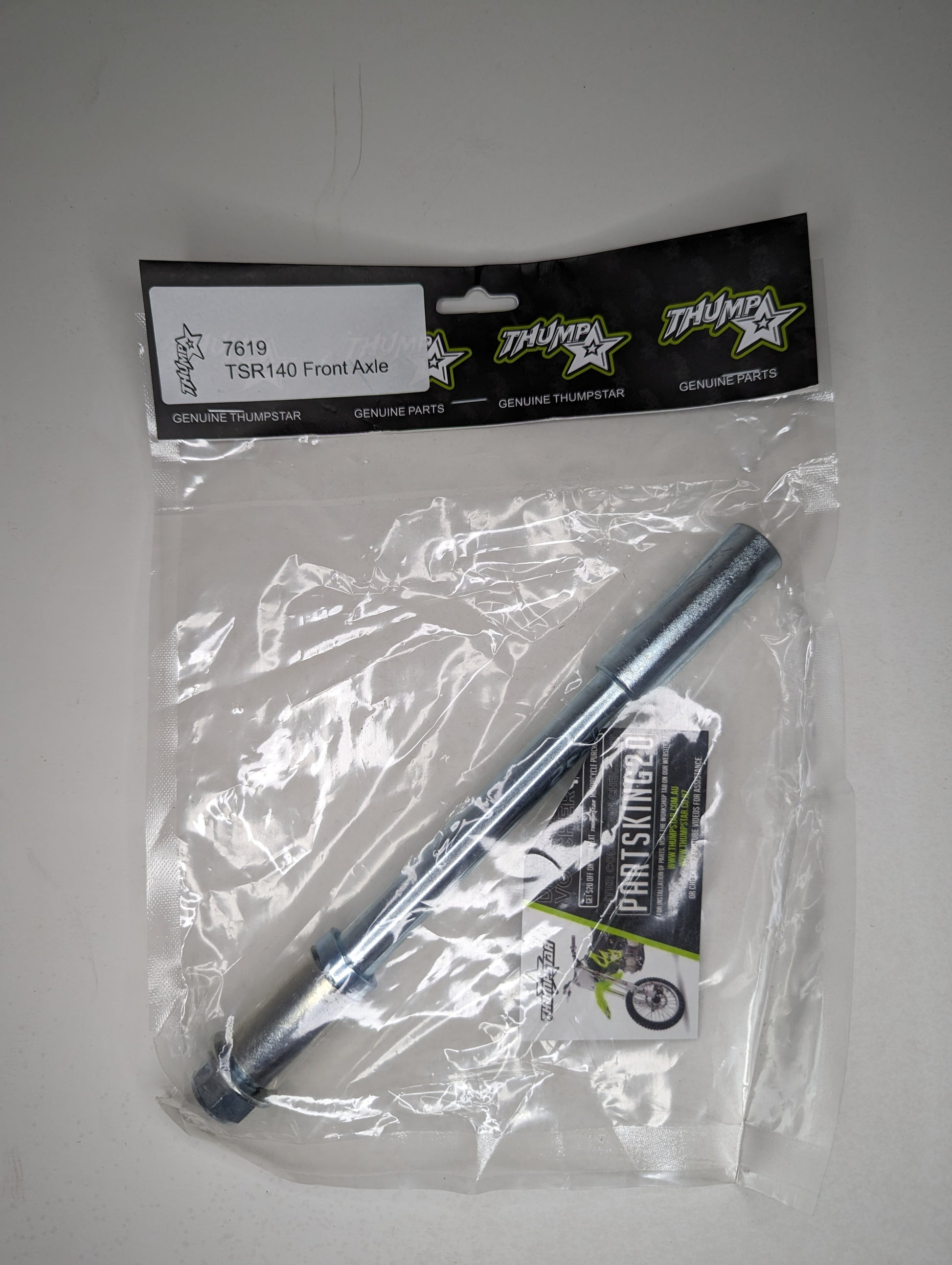 Front axle TS-7619 – durable aftermarket replacement for pit bikes and motocross bikes
