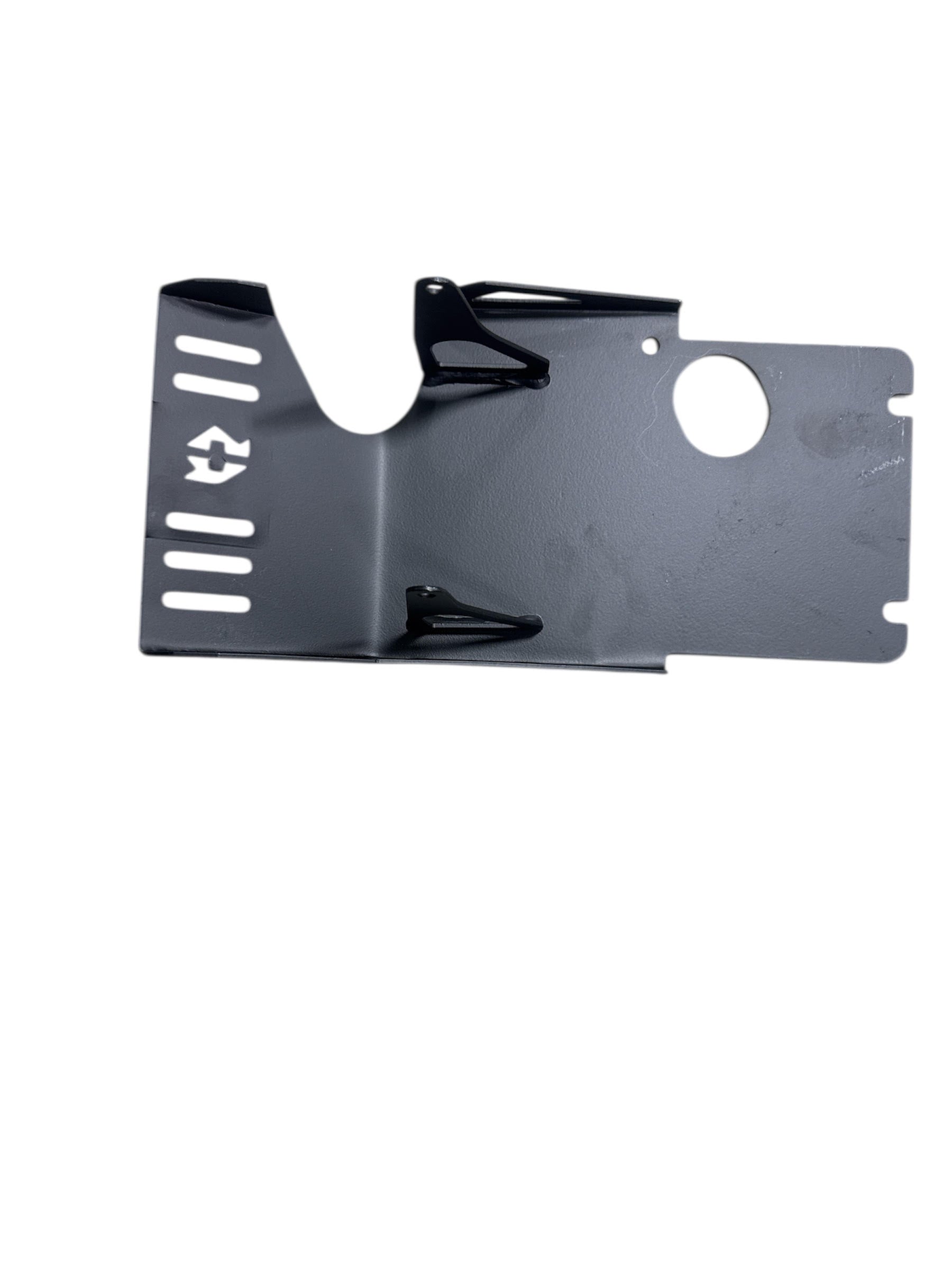 Durable V5 model skid plate TS-3921-A, shown from angled perspective