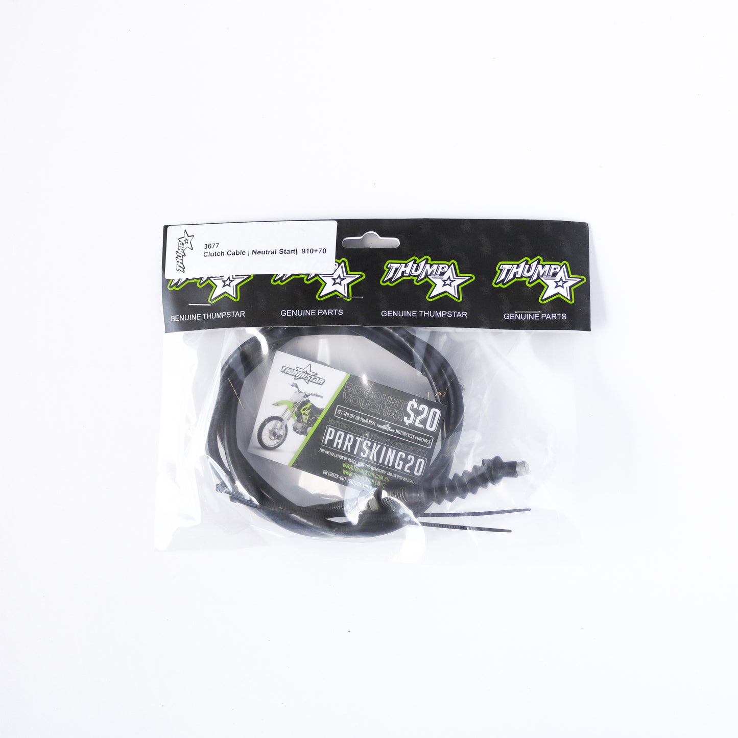 Thumpstar TS-3677 V5 Clutch Cable with Neutral Start 910 + 70mm for dirt bikes and off-road motorcycles